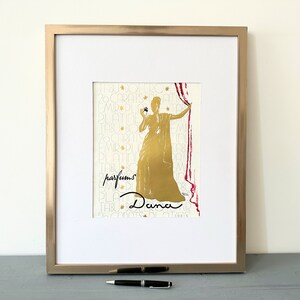 Rara stampa autentica di pubblicità di profumo vintage, poster francese di metà secolo, decorazione per stanza glamour o bagno bohémien, regalo raro per pensare a te