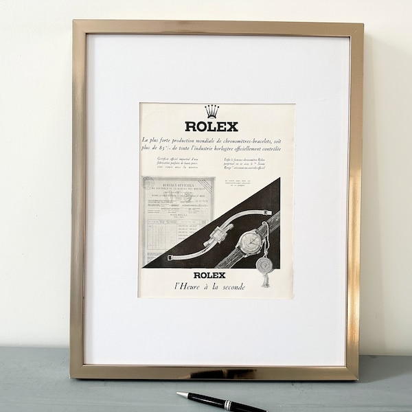 Rare Authentic Vintage Swiss Watch Rolex Perpetual Poster, Watch Collector Best Vintage Gift for Boss, Ready to Frame Fast Priority Shipping