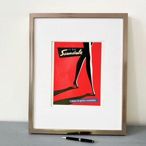 Raro poster pubblicitario di lingerie francese vintage autentico, poster di arredamento per la stanza glamour di metà secolo, decorazione da parete per camera da letto in stile boho, regalo di inaugurazione della casa