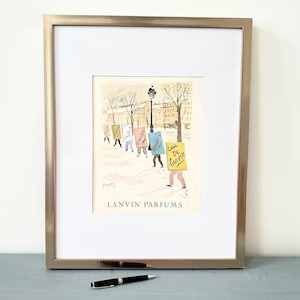 Rare Authentic Lanvin Perfume Ad Print, Feminine Parisian Bedroom Wall Art or Gift for Francophile Wife, G Gillet Ad Poster, Fast Shipping