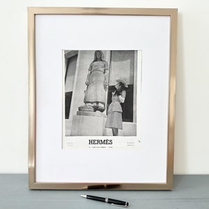 Raro poster pubblicitario vintage di Hermes, stampa minimalista di un marchio di lusso, regalo per gli amanti del marchio, decorazione da parete originale per la casa.