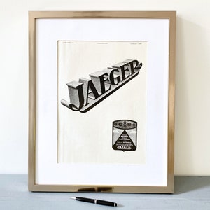 Rare Authentic Vintage Jaeger Swiss Watch Advertisement Print, French Minimalist Wall Art Poster Watch Collector Gift, Man cave Wall Decor