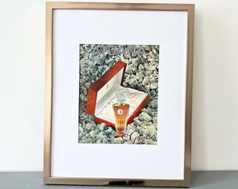 Rare Authentic Guerlain Perfume Advertisement Print, Nostalgia Glam Room Decor Floral Perfume Print Unique Gift Idea, Boheme Lux Wall Art