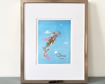 Original 1940s French Perfume Ad Print: Authentic Vintage Victorian Angels Poster