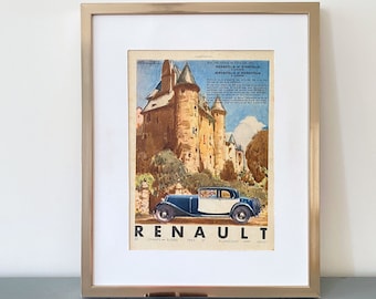Affiche de voiture Renault, impression authentique rare, art de