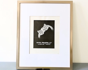 Original 1950s Vintage Patek Philippe Jewelry Watch Ad Print: Black Luxury Brand Poster