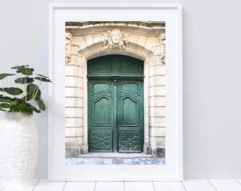 Green Door Photo, Paris Wall Art Decor, Vintage Door Print, Chic Printable Art, Architecture Print, Download Paris Art, Travel Photo Poster