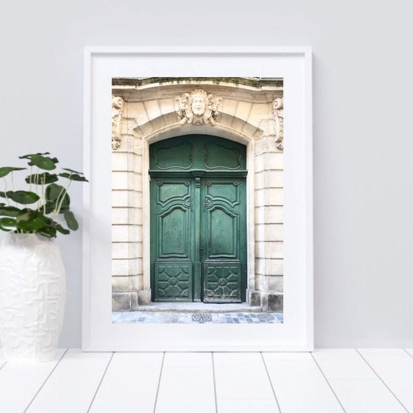 Green Door Photo, Paris Wall Art Decor, Vintage Door Print, Chic Printable Art, Architecture Print, Download Paris Art, Travel Photo Poster