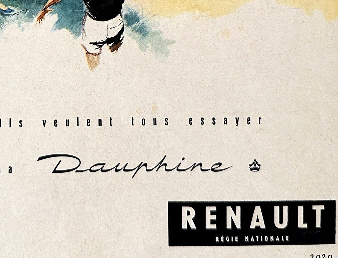 Original 1950s Vintage Renault Advertisement Print: French Car