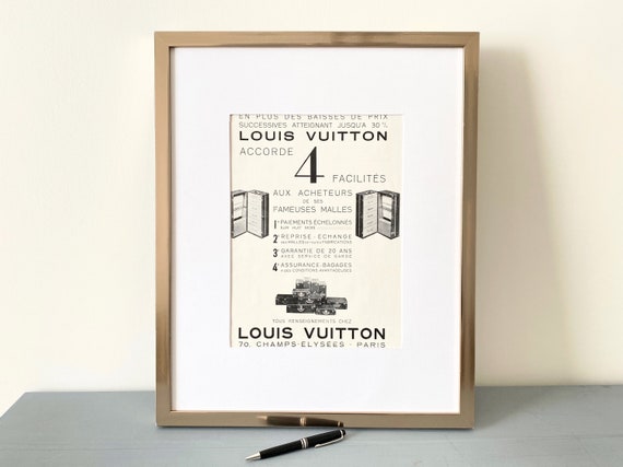 Framed 1930s Original French Louis Vuitton Luggage Print Ads