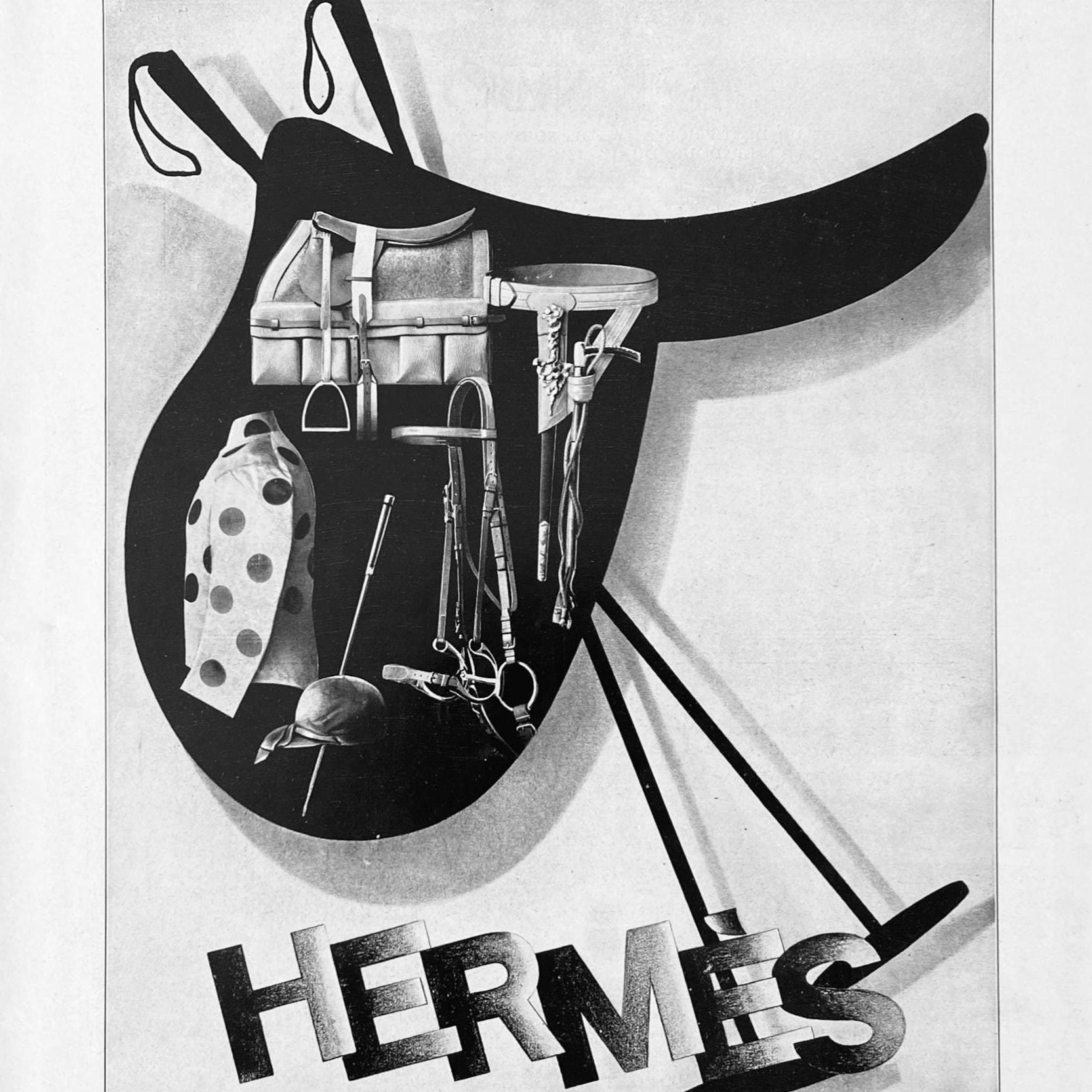 Original 1920s Vintage Hermes Ad Wall Art Print: Art Deco Saddle