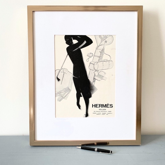 Original 1920s Vintage Hermes Golf Equipment Ad Print: French Art