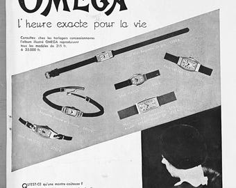 1930年代のオリジナルヴィンテージオメガ腕時計広告ポスター：希少な