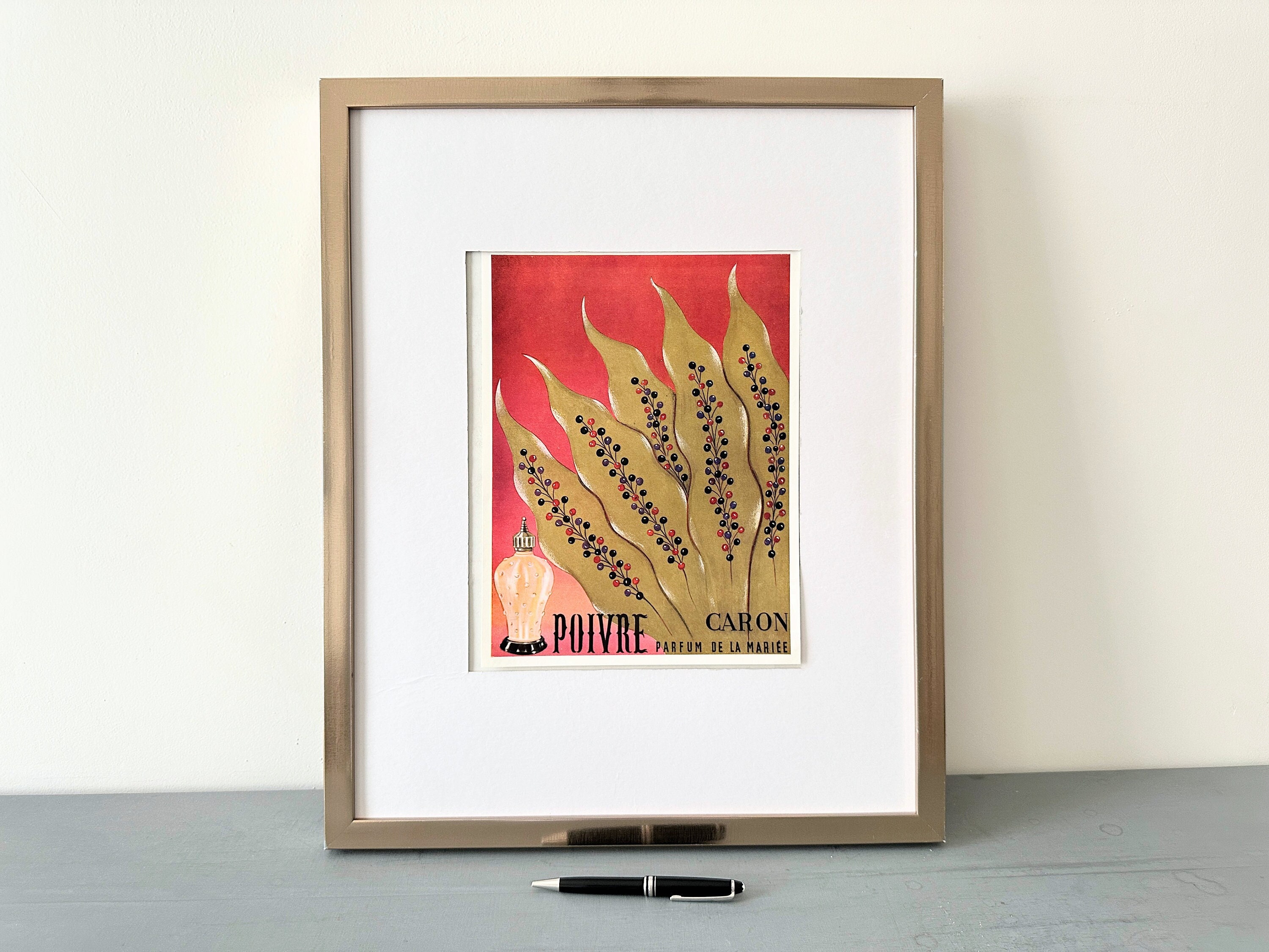 Rare Authentic Vintage French Perfume Print, Paris Boho Style Bathroom Wall Decor, Maximalist Wall Art, Unique Gift for Her Ready to Frame