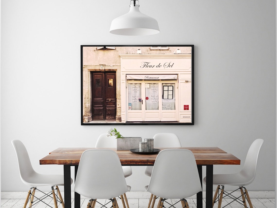 Paris Restaurant Print Pastel Pink Wall Art French Cafe Etsy