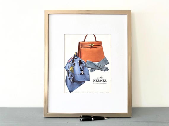 Original 1950s French Vintage Hermes Kelly Bag Ad Print: Luxury