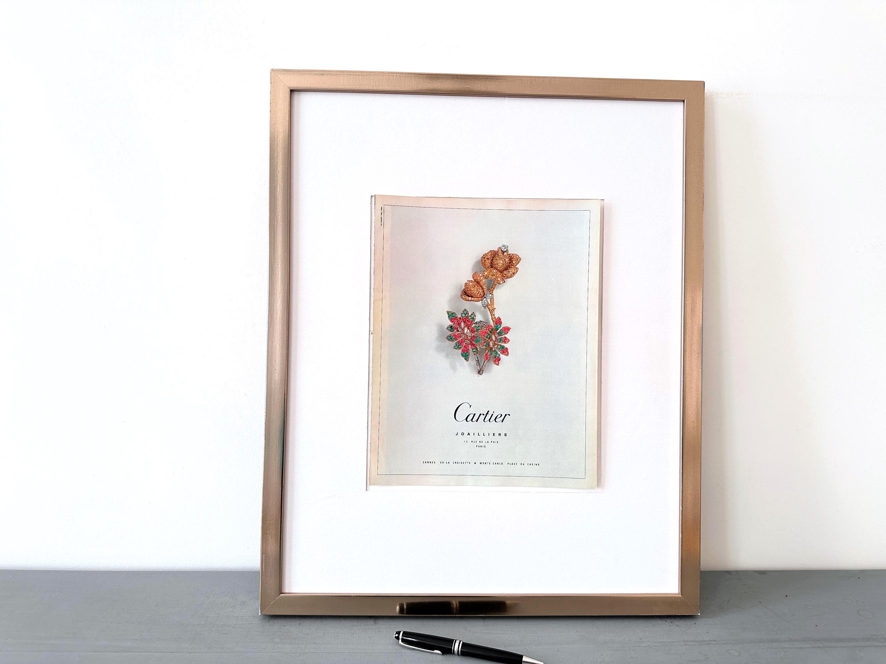 Original 1980s Vintage Cartier Jewelry Ad Print: Rose Brooch