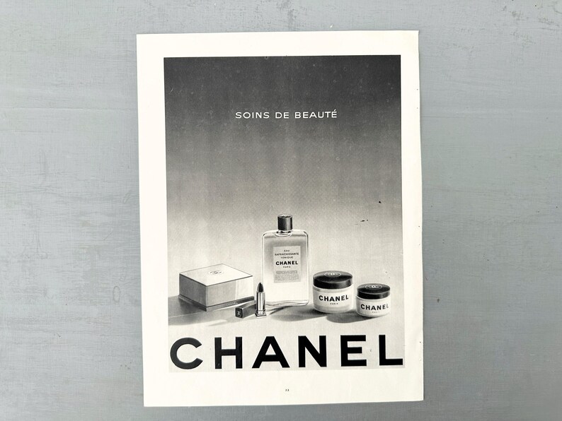 Impresión original de un anuncio francés vintage de Chanel Beauty de la década de 1940: página auténtica de una revista antigua. imagen 2