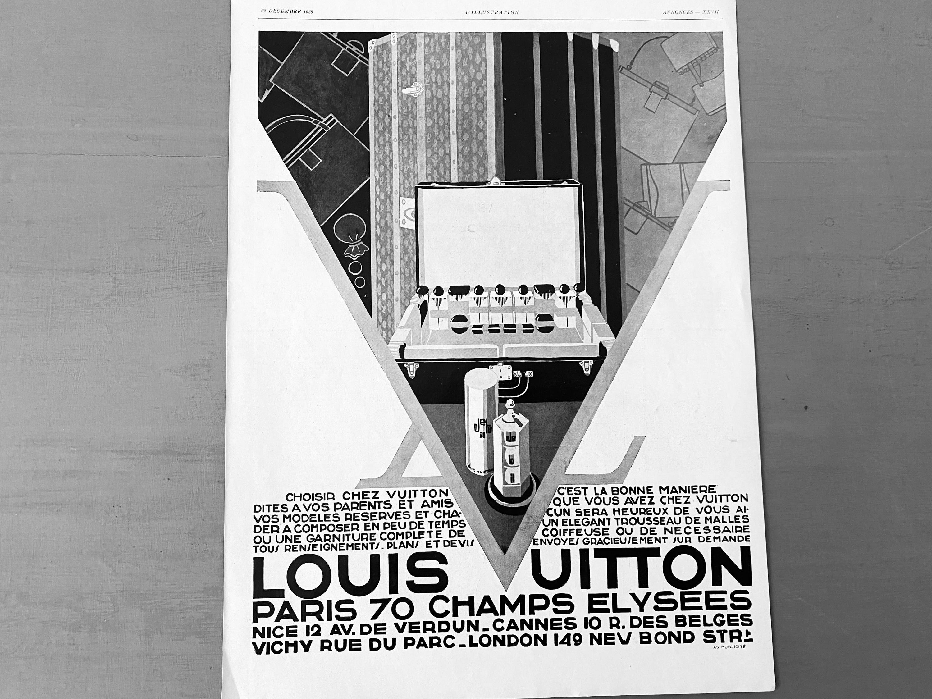 Original 1930s Vintage Louis Vuitton Ad Poster: Suitcase Bag Print