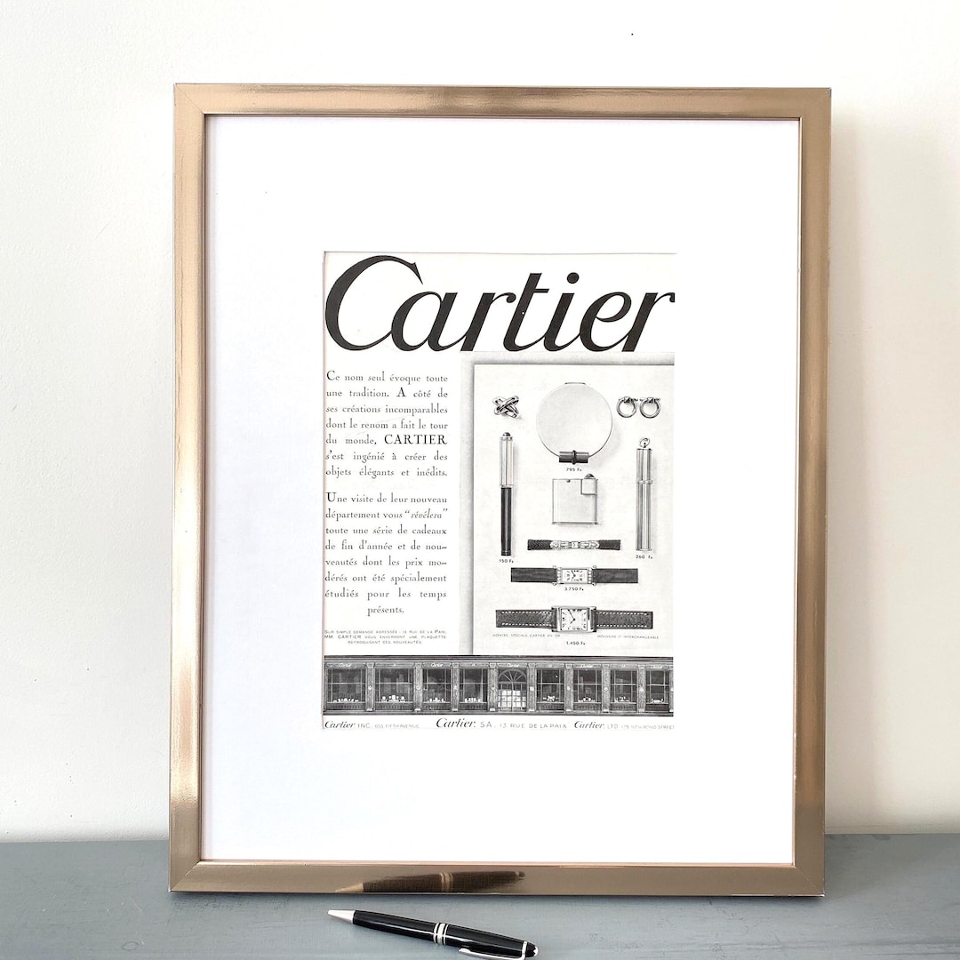 Original 1930s Vintage Cartier Watches Jewellery Ad Poster: French