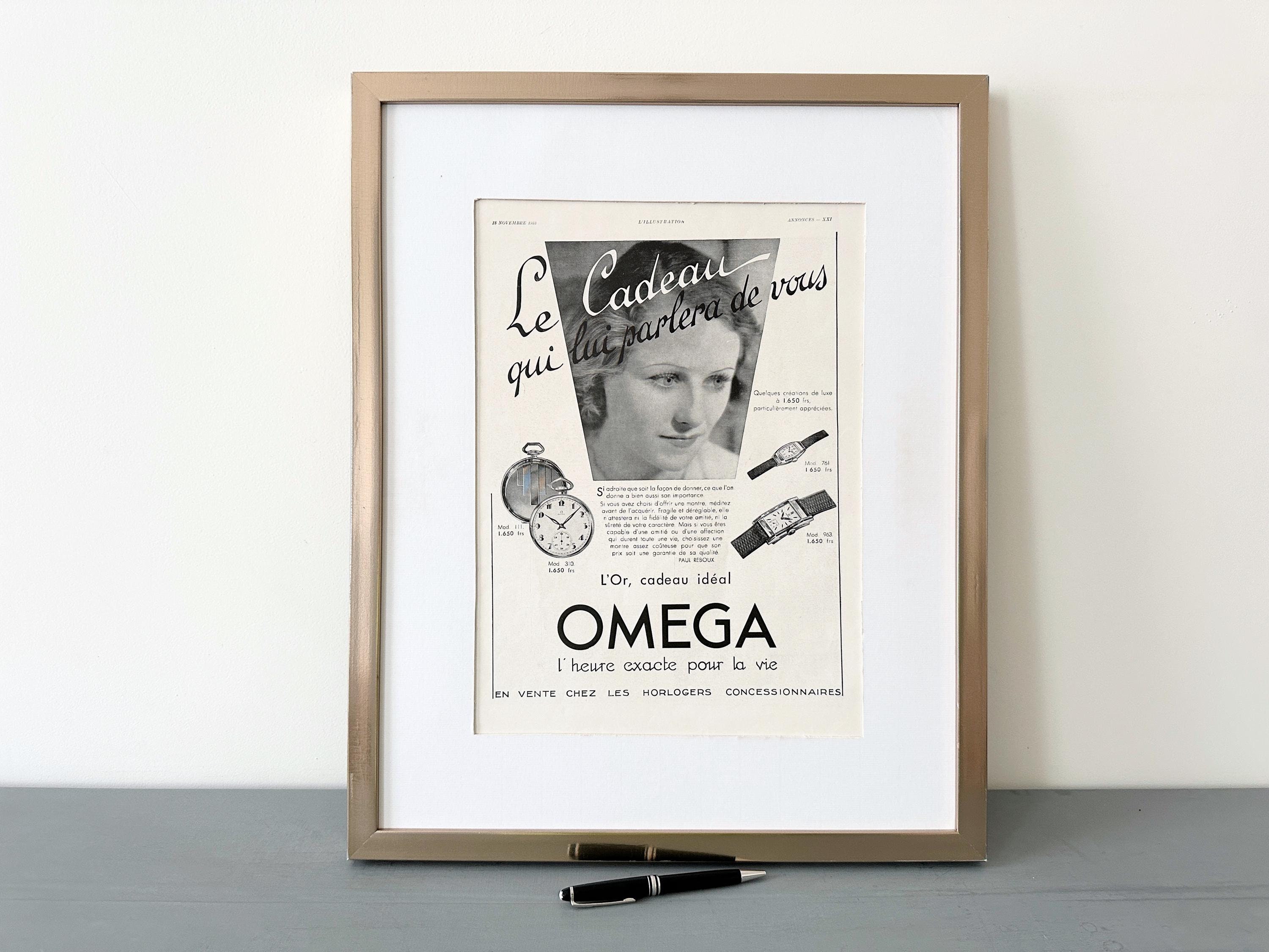 Original 1930s Vintage Omega Watch Ad Poster: Rare French Print