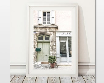 Provence Wall Art, French Storefront, Mint Green Door Art, Vintage Shop Window, Architectural Print, France Travel Print, Street Photography