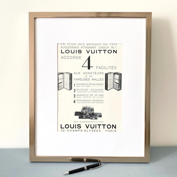 Original 1930s Vintage Louis Vuitton Advertisement Wall Art Poster