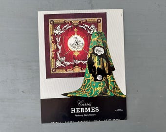 Original 1960s Vintage Hermes Carre Ad Wall Art Print: Luxury