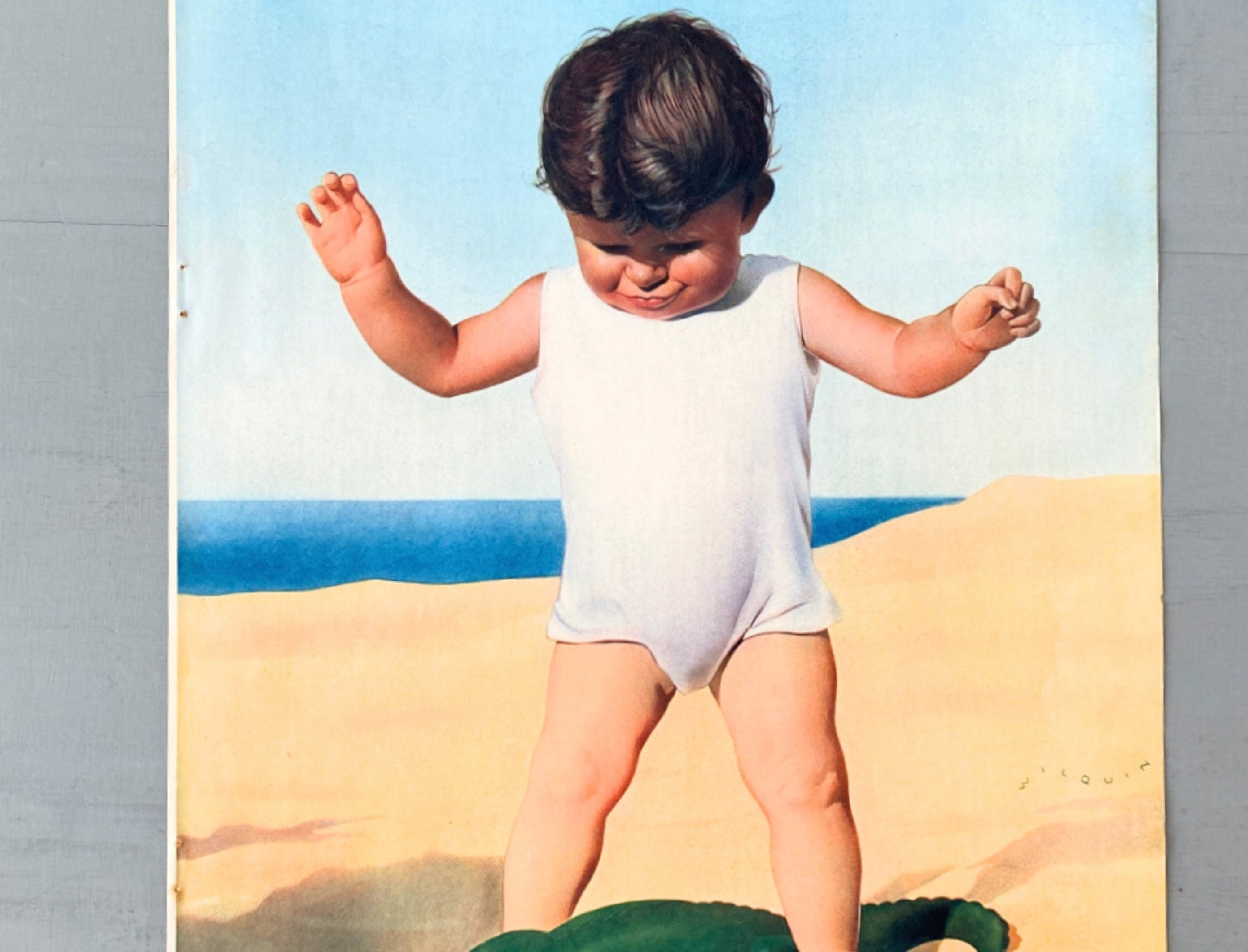BABYL ポスター Original 1930s French Vintage Nestle Baby Advertisement Poster