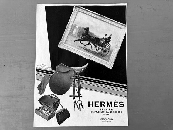 Original 1920s Vintage Hermes Saddle Ad Print: Authentique French