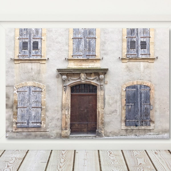 Vintage Door Print, Door Photography, Old Door Photo, Wooden Door, French Architecture, Old Building, Old Architecture, Window Shutter Photo