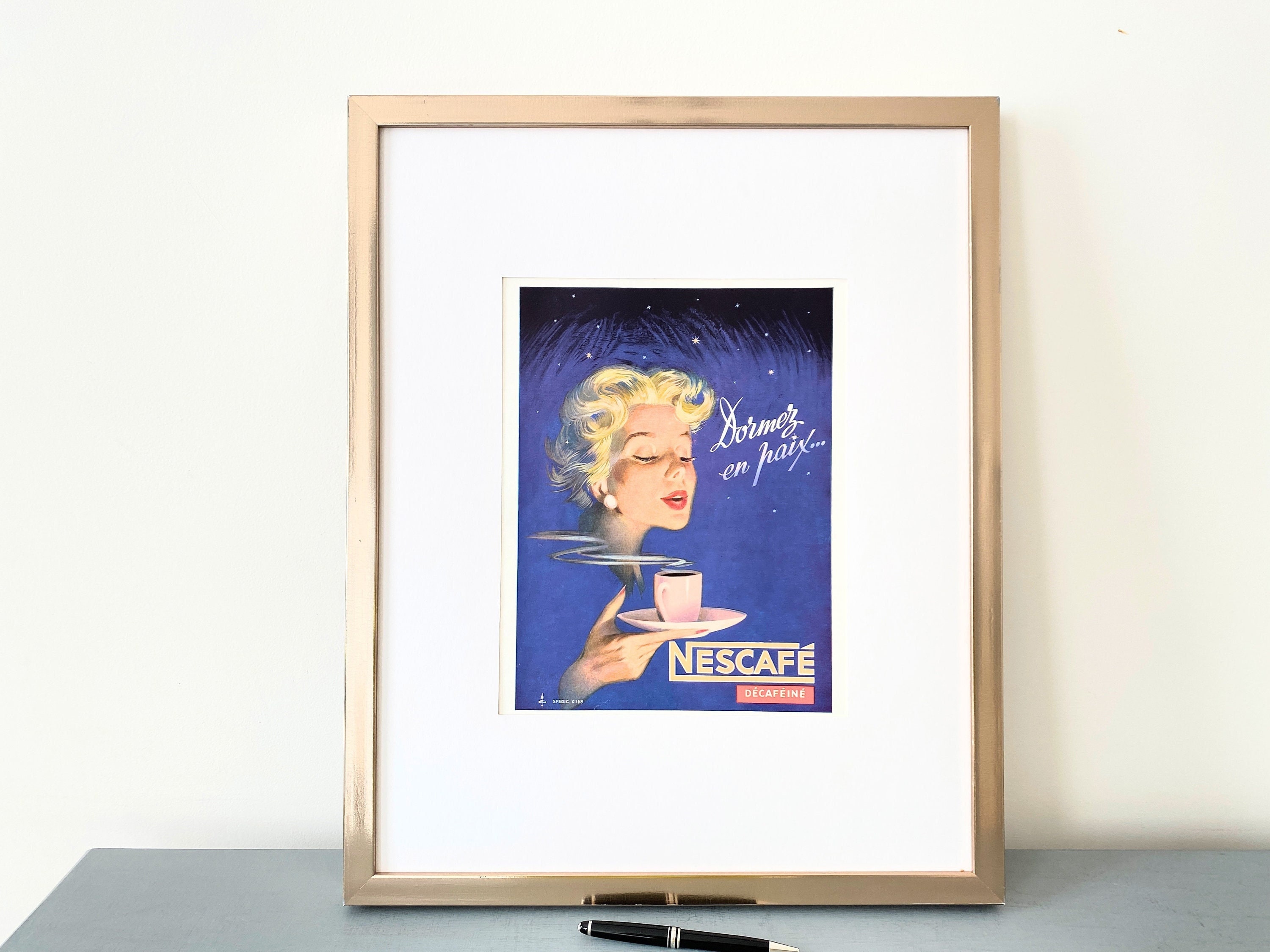 1950年代のオリジナルヴィンテージネスカフェ広告プリント：コーヒーを