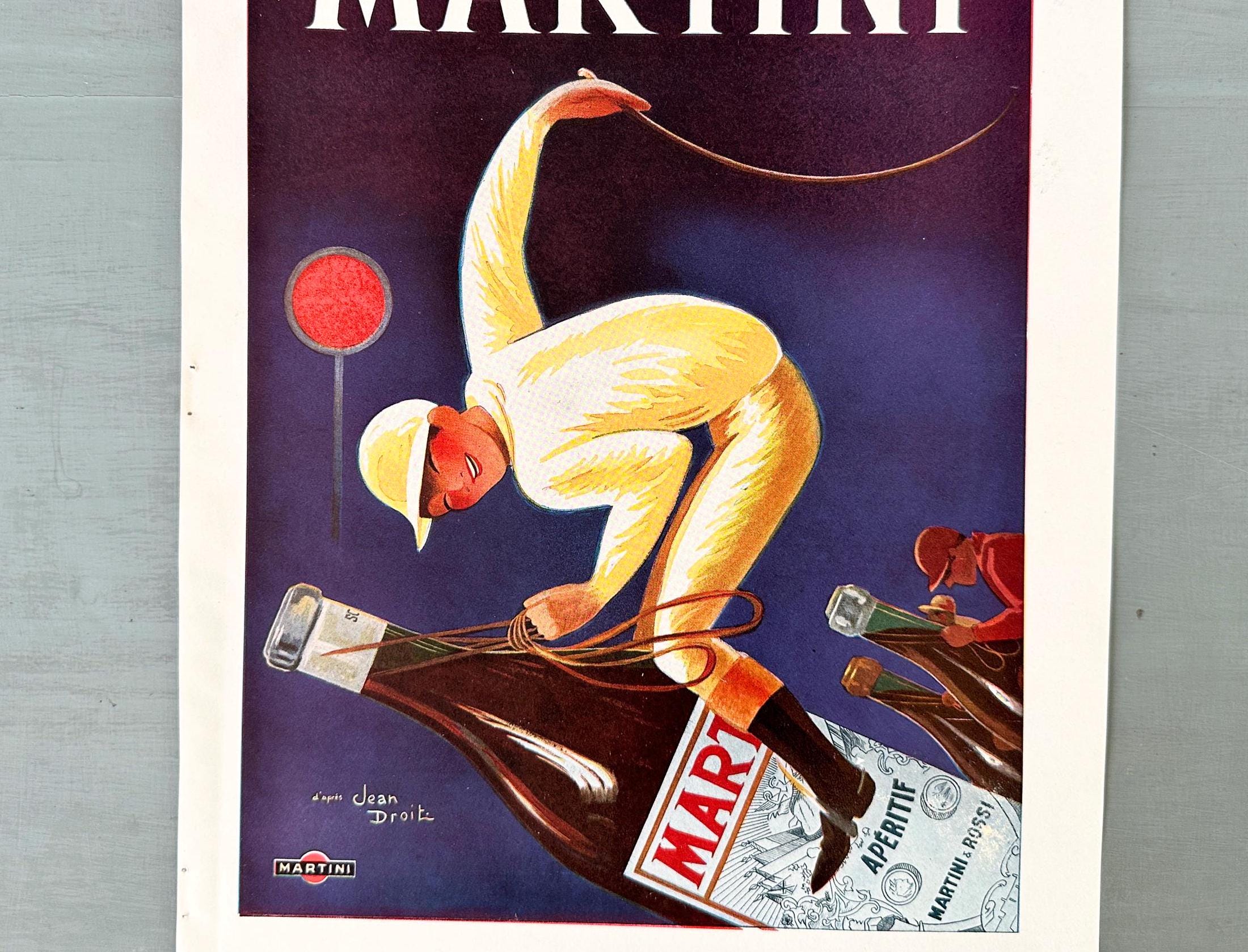 Original 1930s Vintage Martini Alcohol Ad Print: Retro Horse