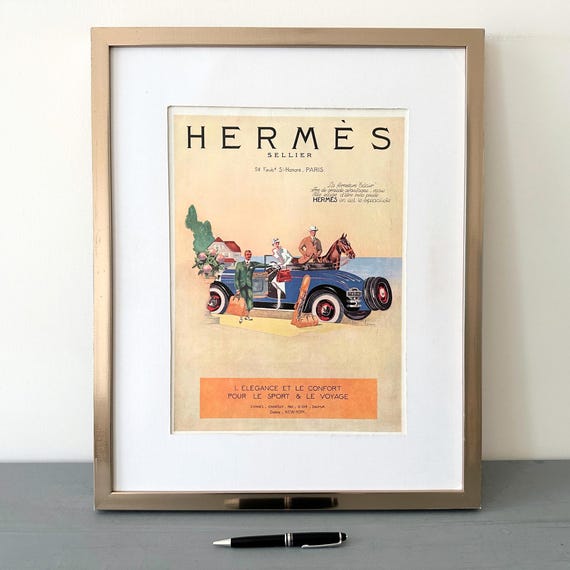 希少な1920年代のヴィンテージエルメスのスポーツと旅行の広告ポスター