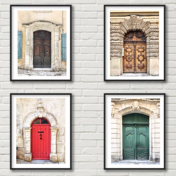 Set of 4 Prints, Door Photography, French Architecture, Printable Poster, Gallery Wall Set, Affordable Wall Art, Provence France, Guest Room