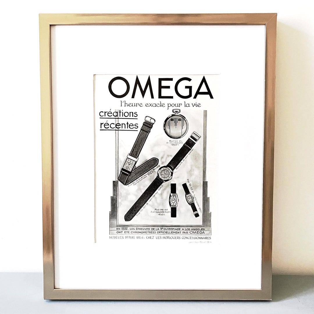 Original 1930s Vintage Omega Watch Advertisement Poster: Authentic