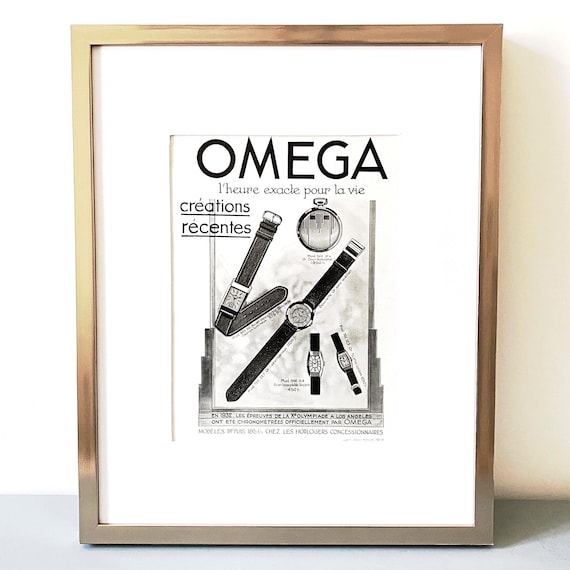 Original 1930s Vintage Omega Watch Advertisement Poster: Authentic