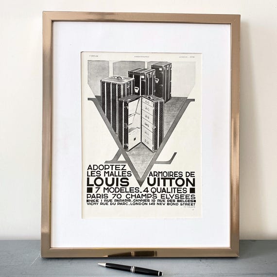 Original 1930s Vintage Louis Vuitton Ad Poster: Suitcase Bag Print