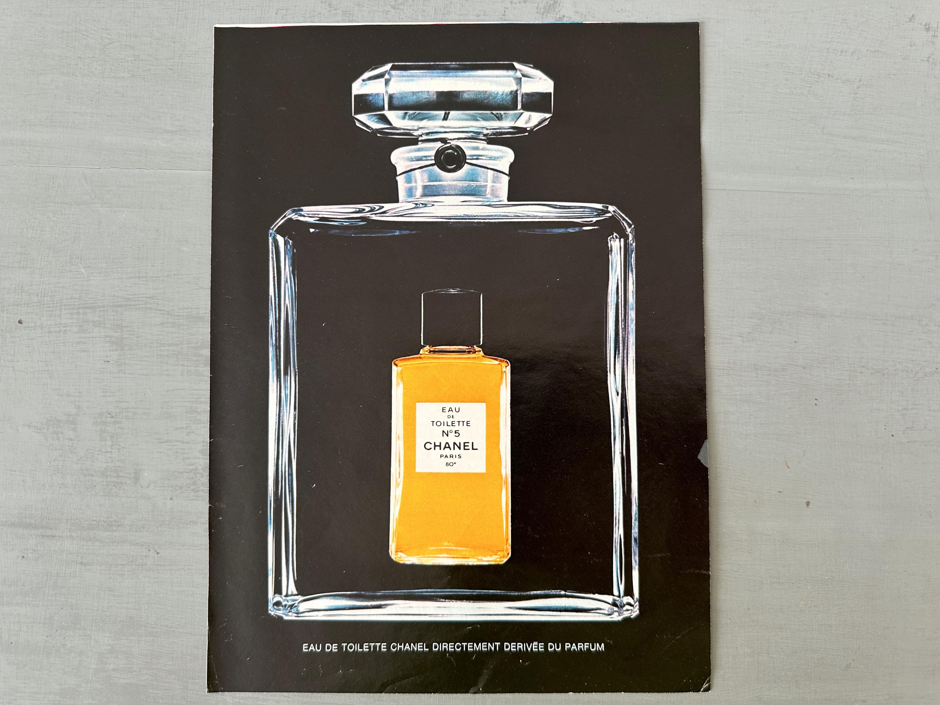 Original 1960s Vintage French Perfume Chanel 5 Ad Print: Black