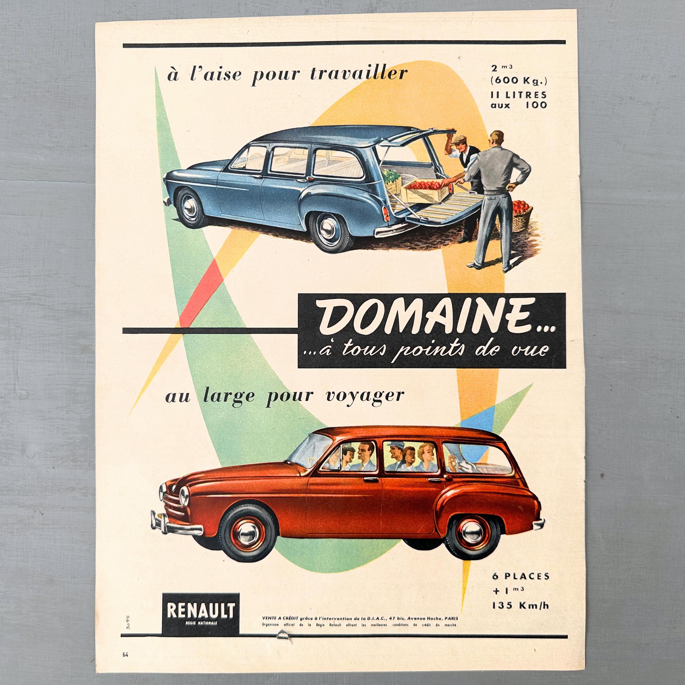 RENAULT 1950年代モデル ヴィンテージ広告 fb19f23486b92ccdd42f30bcee3abf