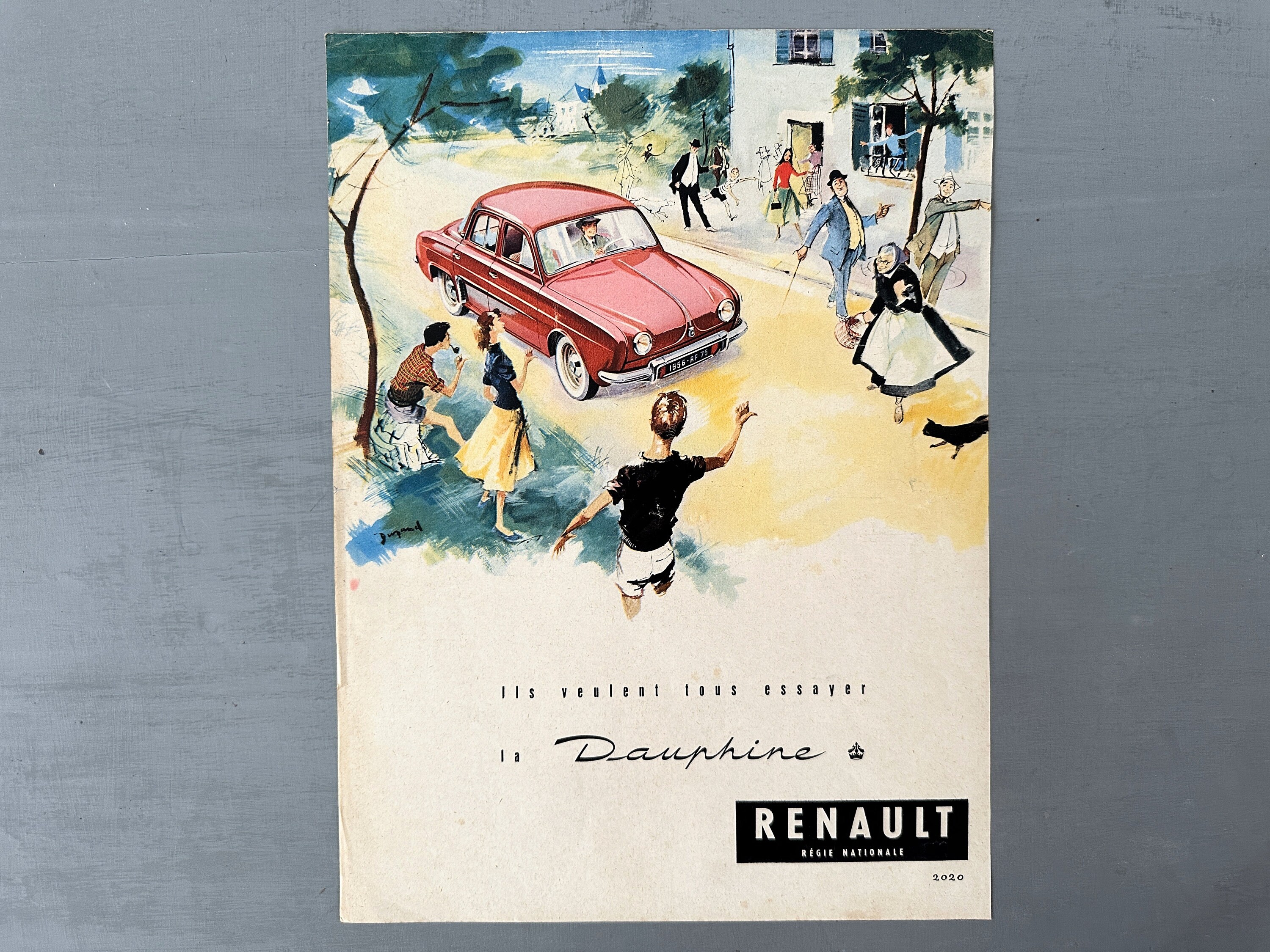 RENAULT 1950年代モデル ヴィンテージ広告 Original 1950s Vintage Renault Advertisement Print: French Car