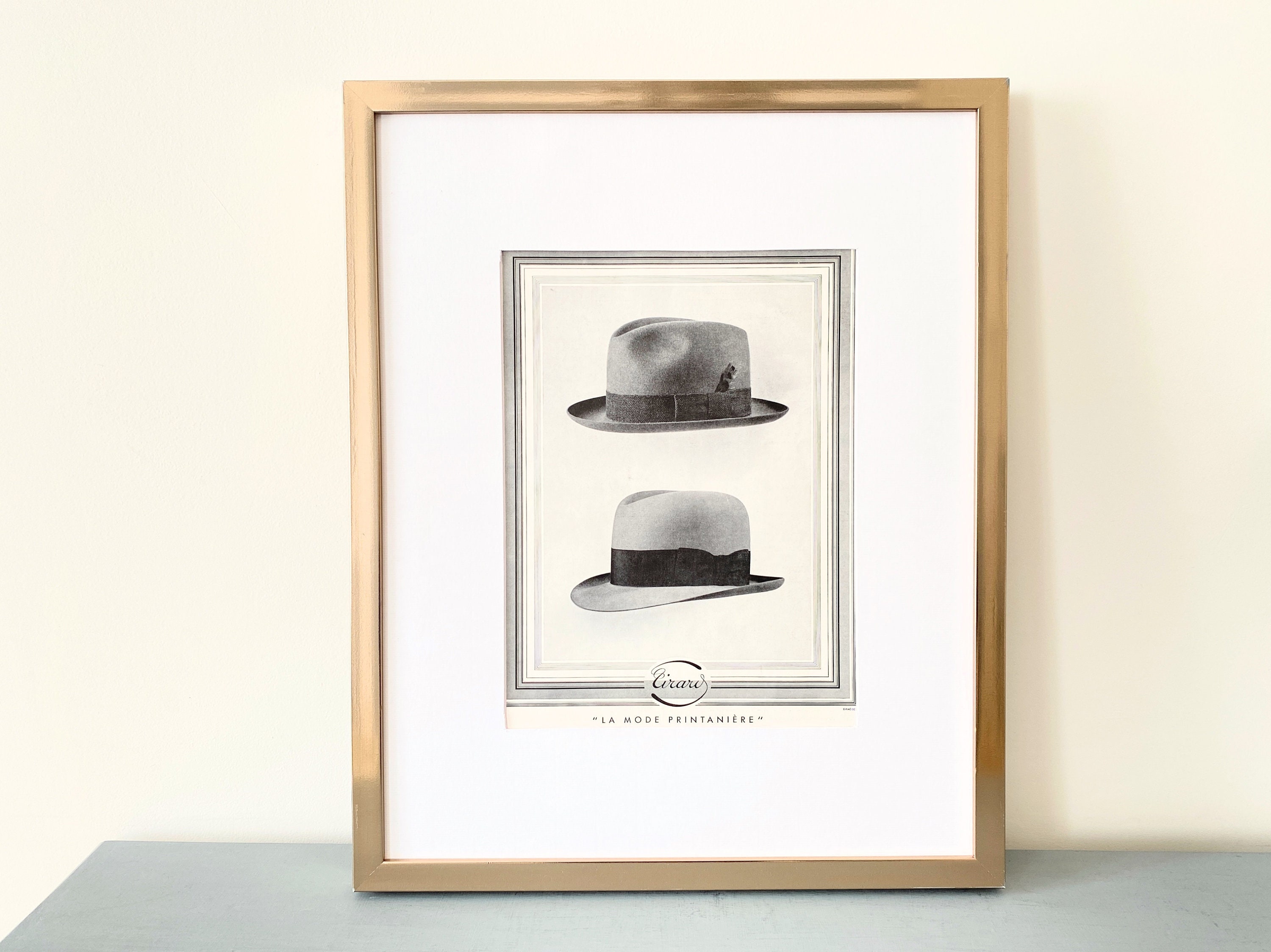 Two Hats Retro Print French Fashion 