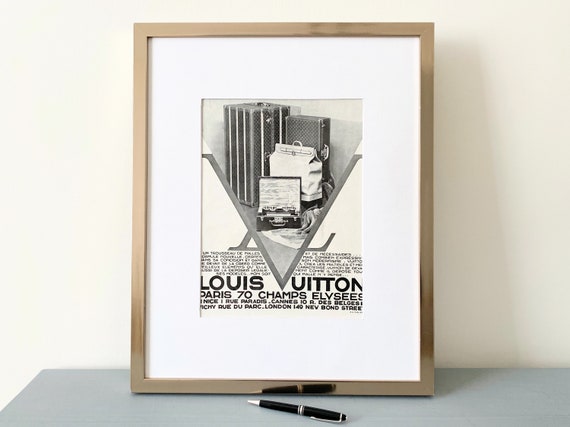 1930s Framed French Louis Vuitton Luggage Print Ad