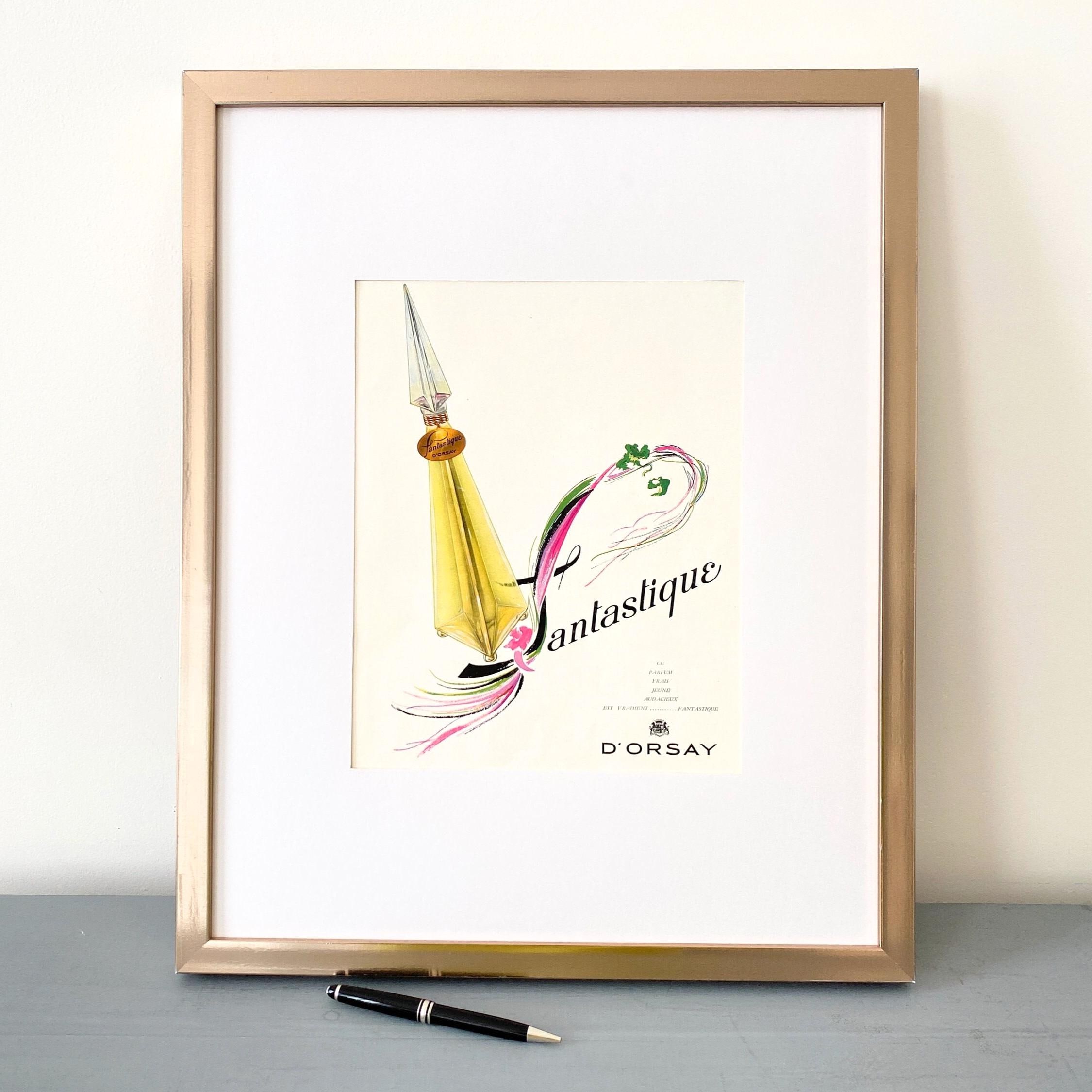 Vintage Perfume Ad Print: D'Orsay Bottle, Art Nouveau Paris Art