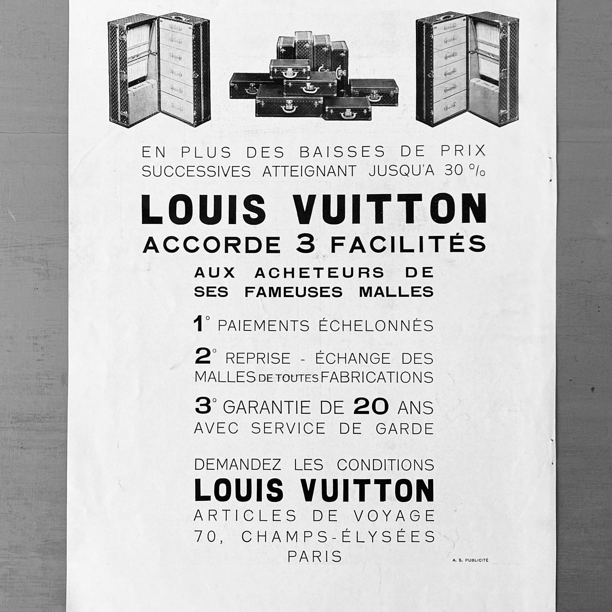 Authentic French Vintage Louis Vuitton Luggage Advertisement