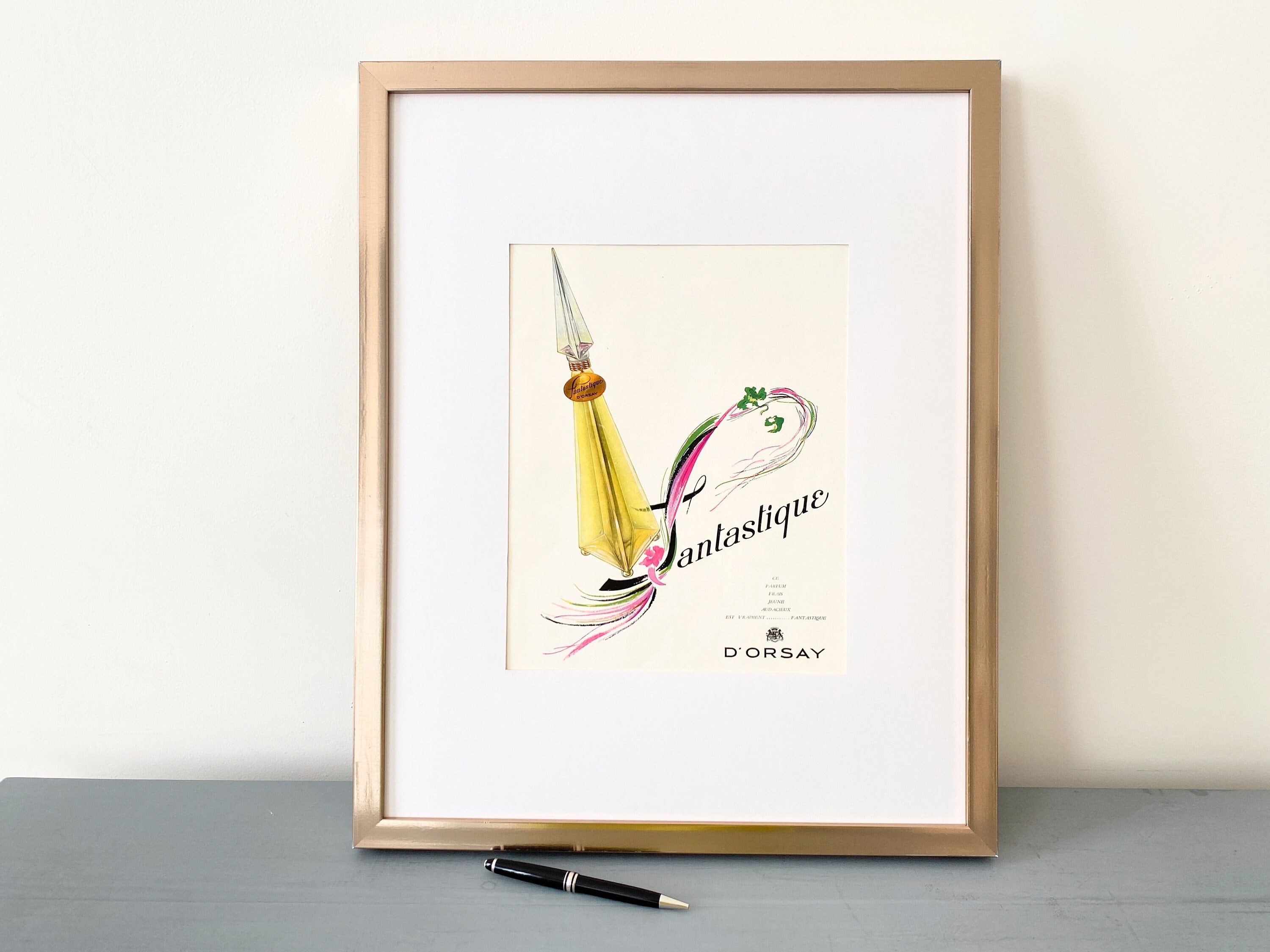 Original French Perfume D'Orsay Bottle Advertisement Print, Unique Belle Epoque Paris Wall Art Gift, Minimalist Bathroom / Powder Room Decor