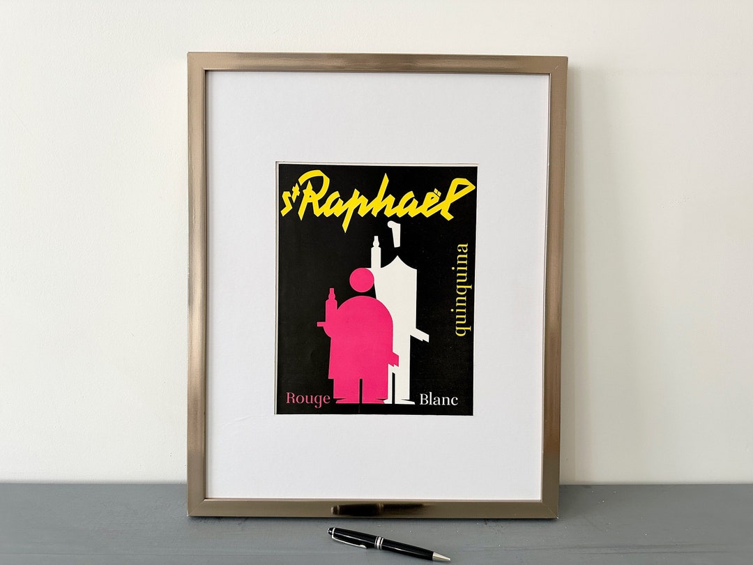 Rare affiche de publicité pour l'apéritif de St Raphael, impression