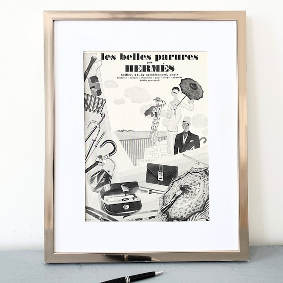 Original 1920s Vintage Hermes Travel Accessories Ad Print: Lux