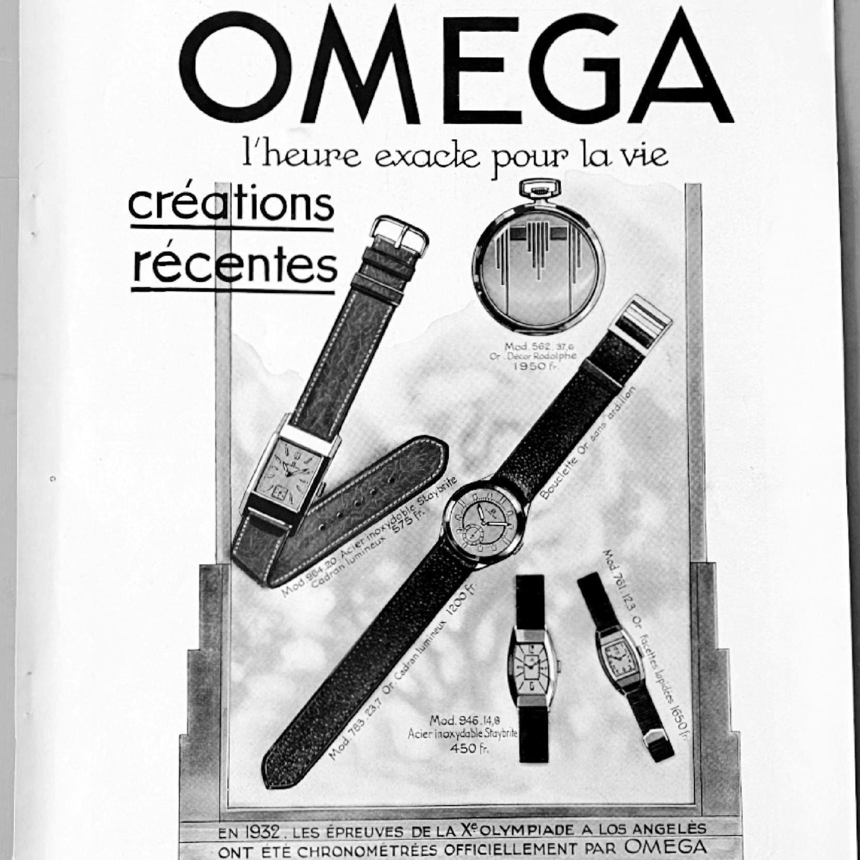 Original 1930s Vintage Omega Watch Advertisement Poster: Authentic