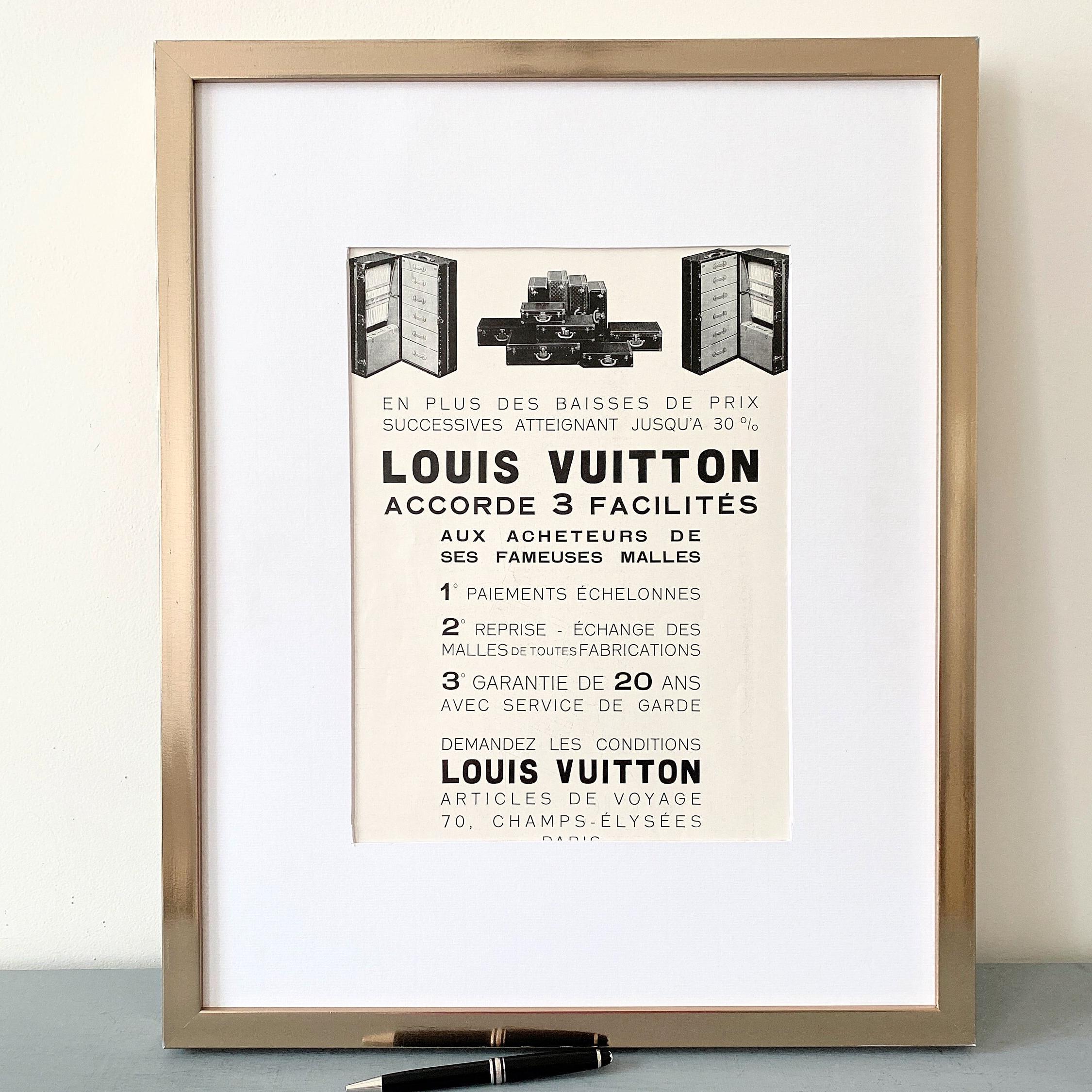 Original 1930s Louis Vuitton Luggage Ad Print: Authentic French